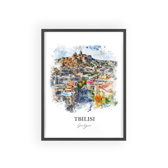 Tbilisi Georgia Fortress Hill Old Town Watercolor Travel Poster