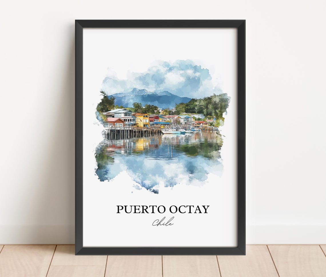 Puerto Octay Wall Art Llanquihue Lake Print Chile Watercolor Gift Travel Poster Housewarming - Image 4