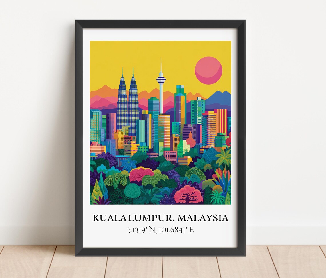 Kuala Lumpur Malaysia Sunset Twin Towers Jungle Foreground Poster - Image 2