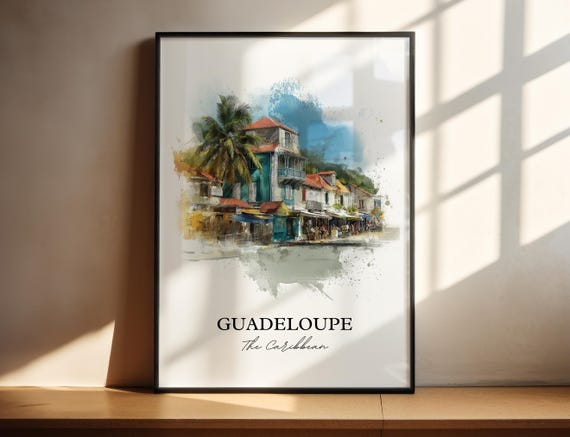 Guadeloupe Wall Art Print Caribbean Watercolor Gift Travel Poster Housewarming