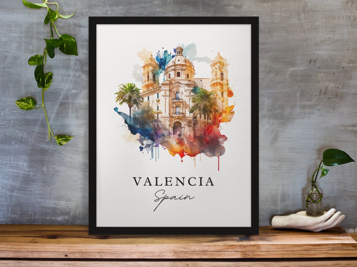 Valencia Spain Travel Poster, Custom Text Art Print - Image 3