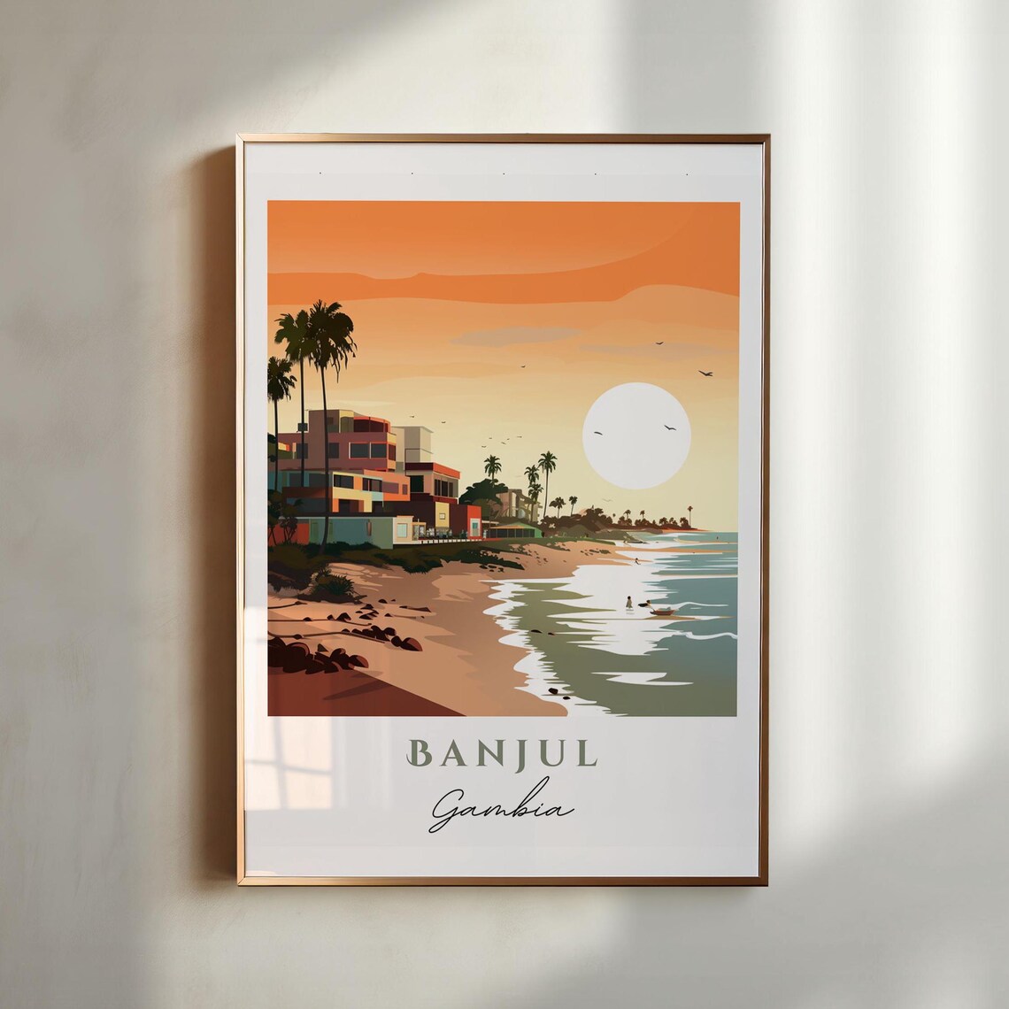 Banjul Gambia Wall Art Gambia Banjul Poster Banjul Wedding Gift Gambia Africa Birthday Present Custom Text Personalized Gift