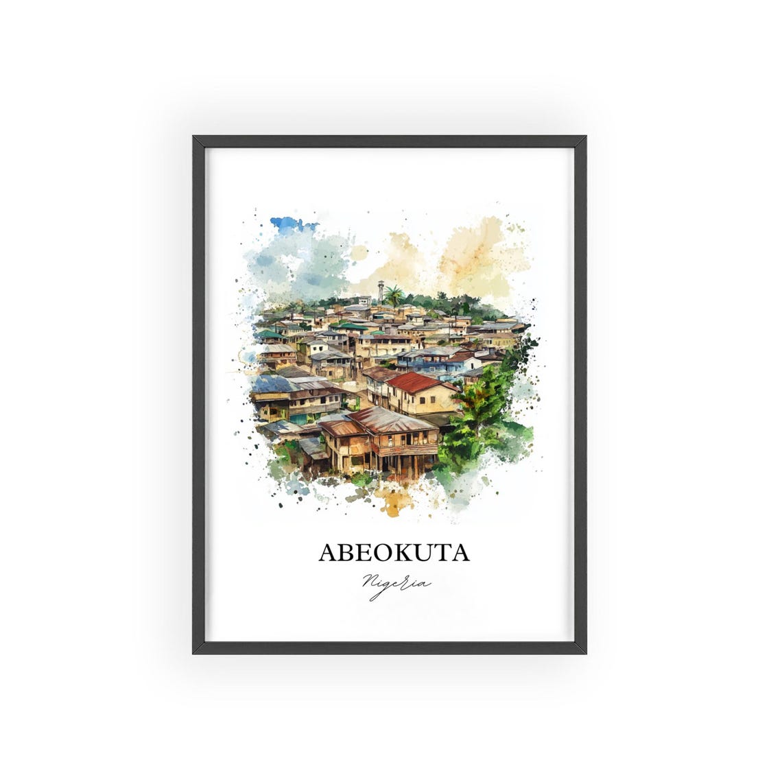 Abeokuta Nigeria Watercolor Hillside Town African Travel Poster - Image 2