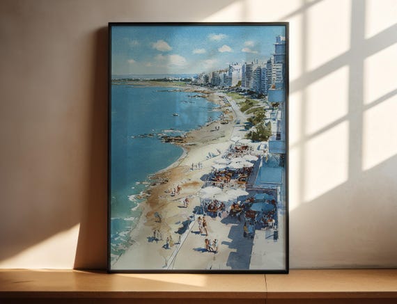 Punta Del Este Watercolor Art Uruguay Travel Print Maldonado Department Artwork Decor Wall