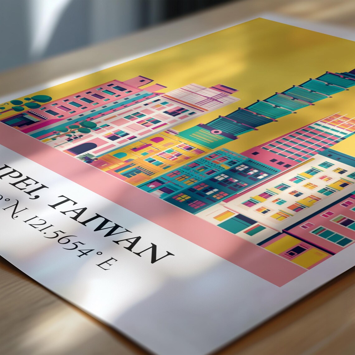 Taipei Taiwan Iconic 101 Tower Mustard Sky Retro Travel Art Poster - Image 6
