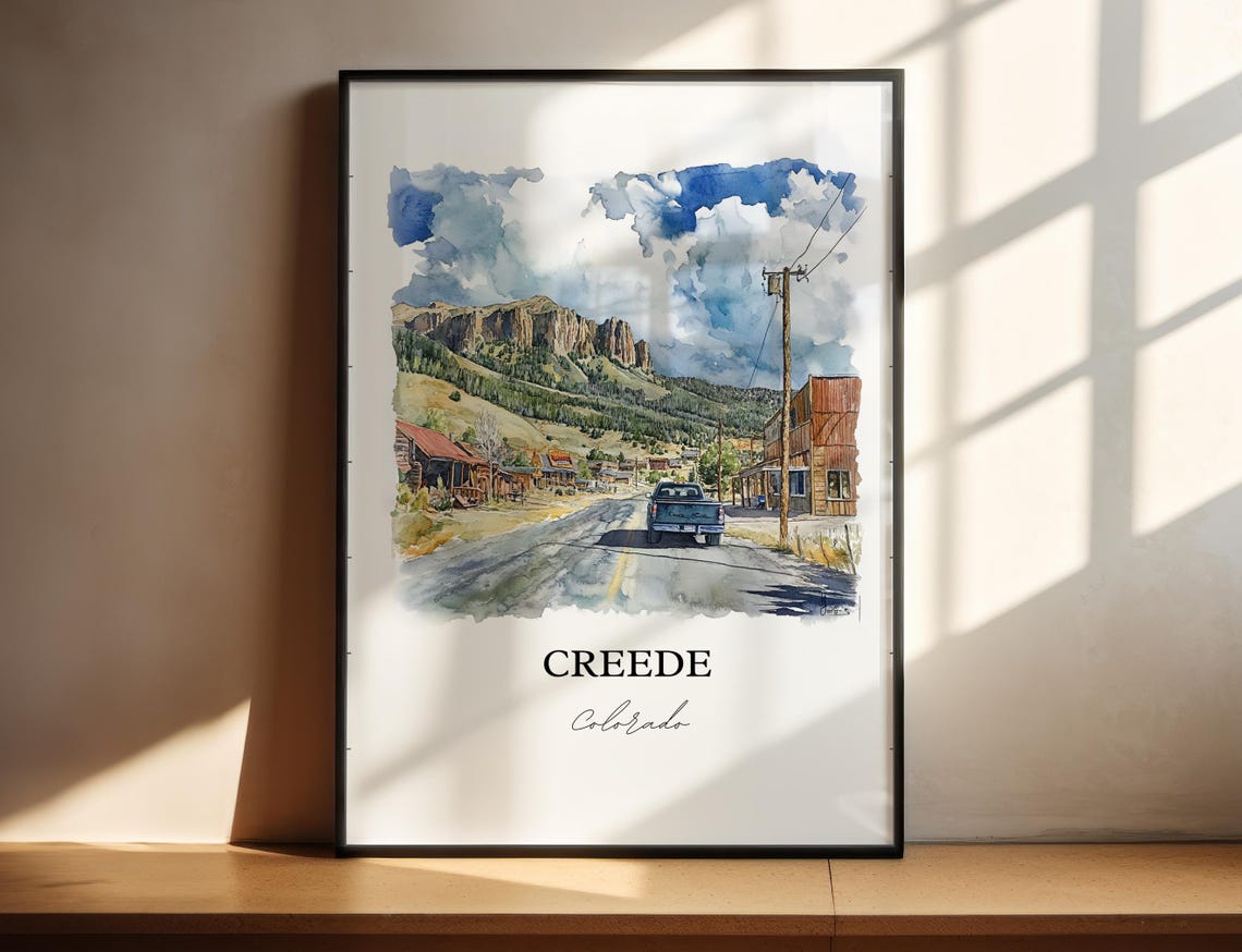 Creede Colorado Historic Mountain Mining Town Watercolor Poster