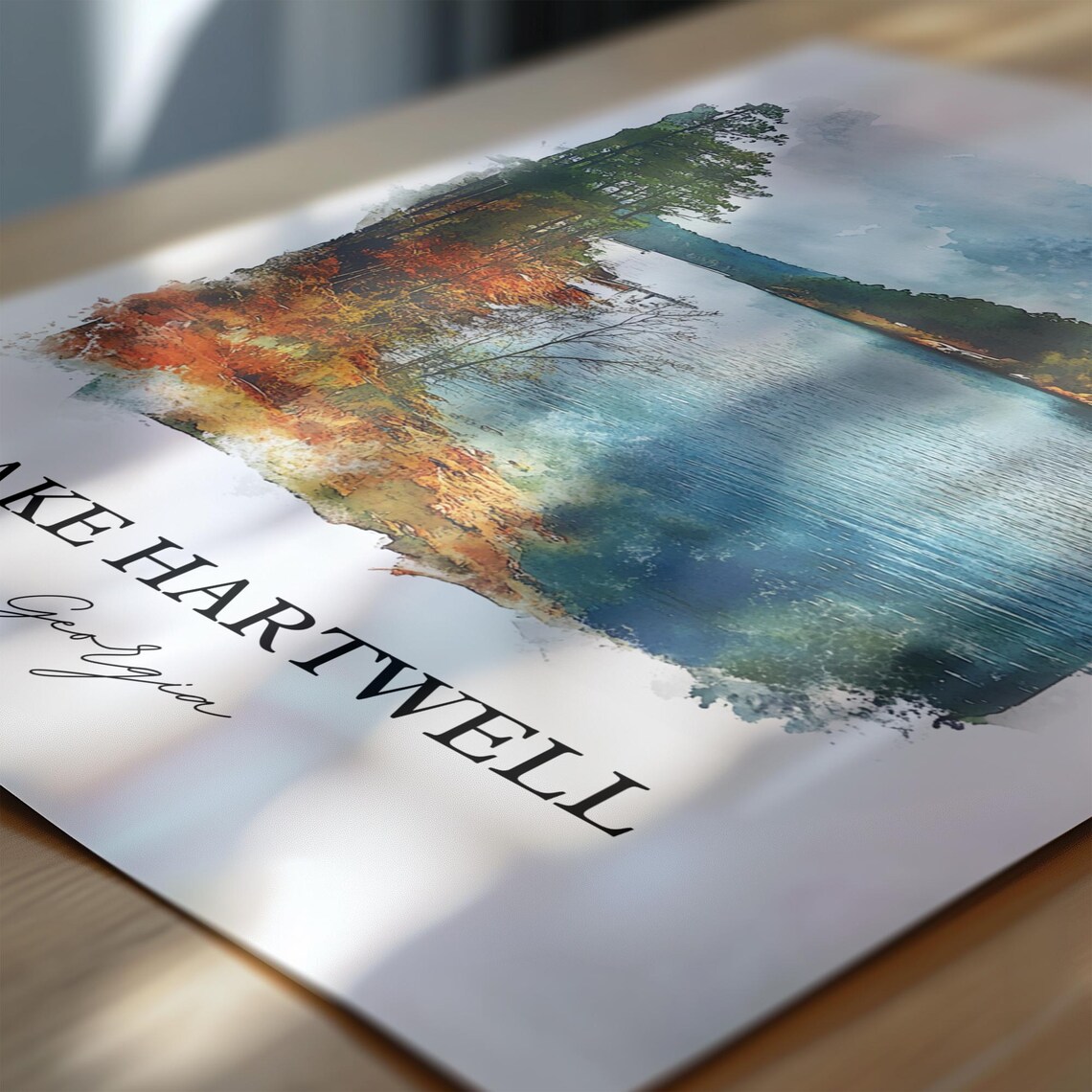 Lake Hartwell Georgia Pine Shoreline Watercolor Travel Poster - Image 6