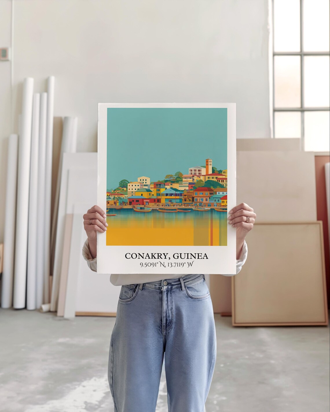 Conakry Guinea Harbor Boats Coastal Town Retro Travel Poster - Image 6