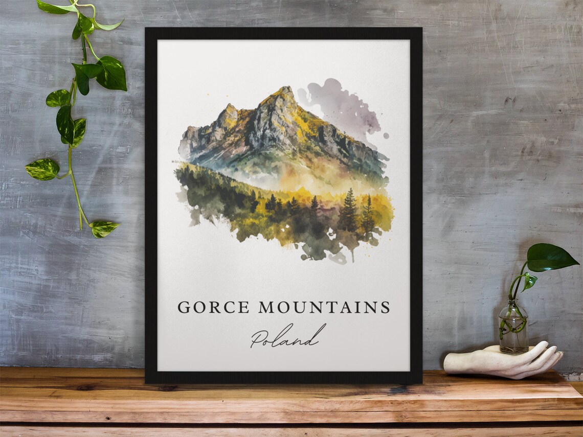 Gorce Mountains Poland Autumn Forest Peak Watercolor Travel Poster
