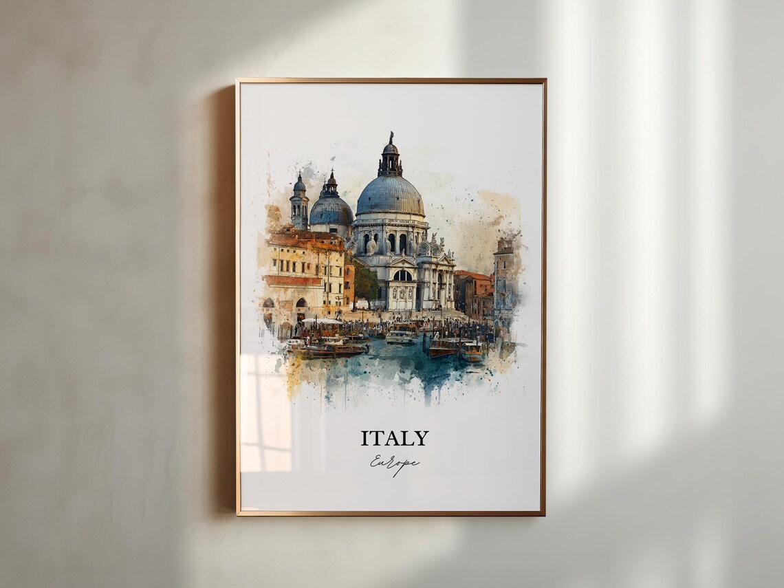 Italy Venice Grand Canal Church Watercolor Europe Travel Poster - Image 5