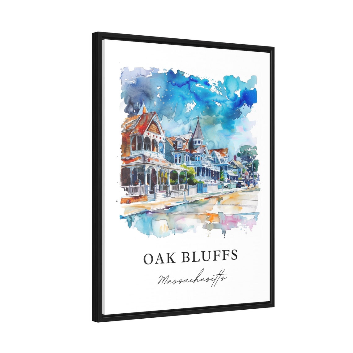 Oak Bluffs MA Watercolor Travel Poster Print - Image 2