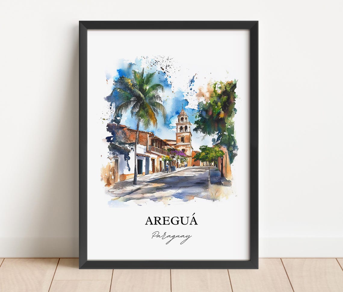Aregu Paraguay Wall Art Print Watercolor Gift Travel Poster Housewarming - Image 2