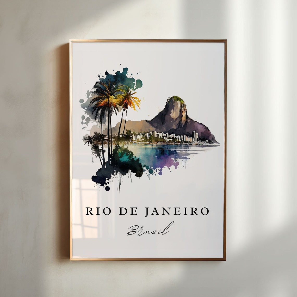 Rio De Janeiro Wall Art Brazil Poster Wedding Gift Birthday Present Custom Text Personalized