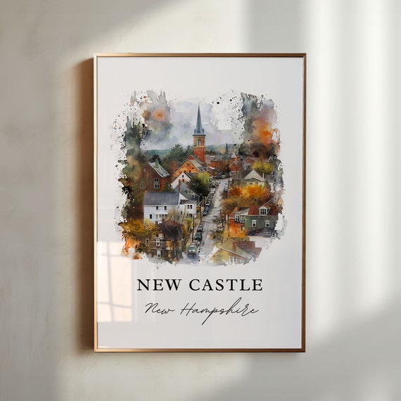New Castle Nh Wall Art Rockingham County Nh Print New Castle Watercolor New Castle Gift Travel Print Travel Poster Housewarming Gift