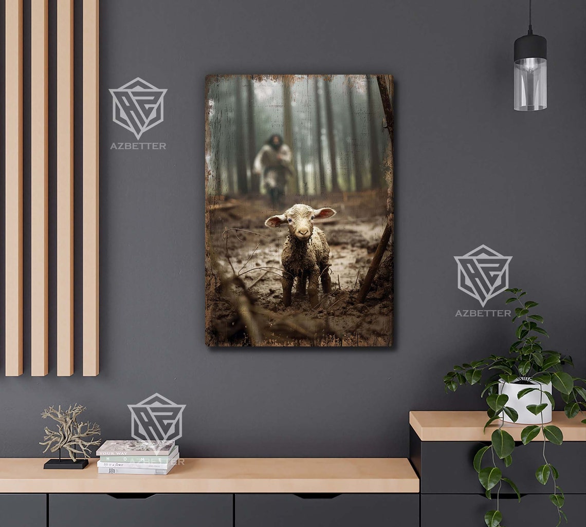 The Good Shepherd Runs After the Lost Lamb in the Forest Poster - Image 4