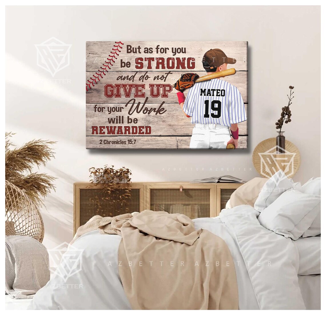 Personalized Baseball Scripture Motivational Art - Image 2