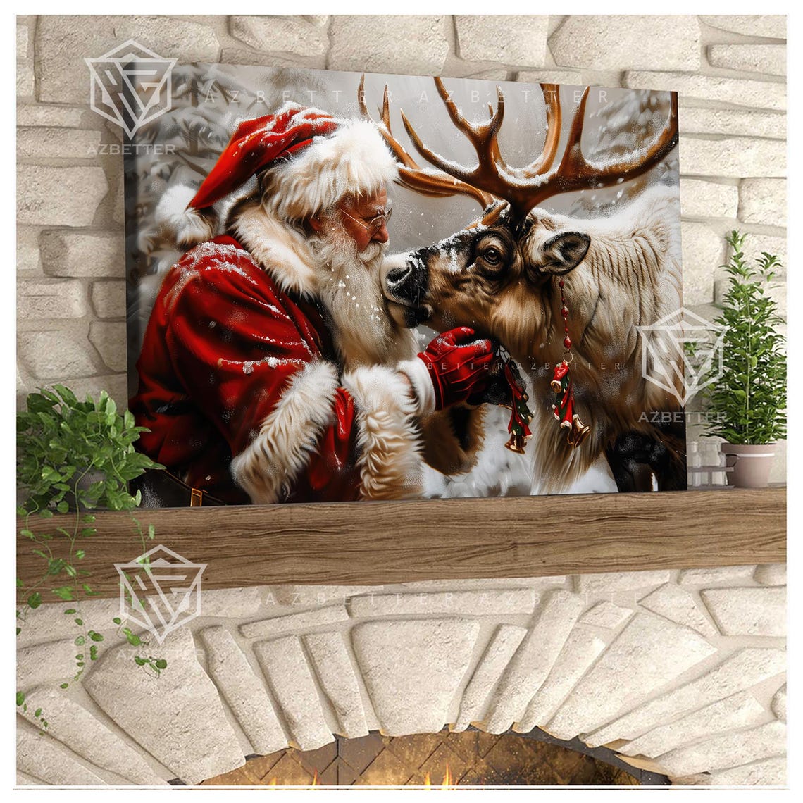 Santa And Reindeer Winter Wonderland Christmas Keepsake Poster - Image 3