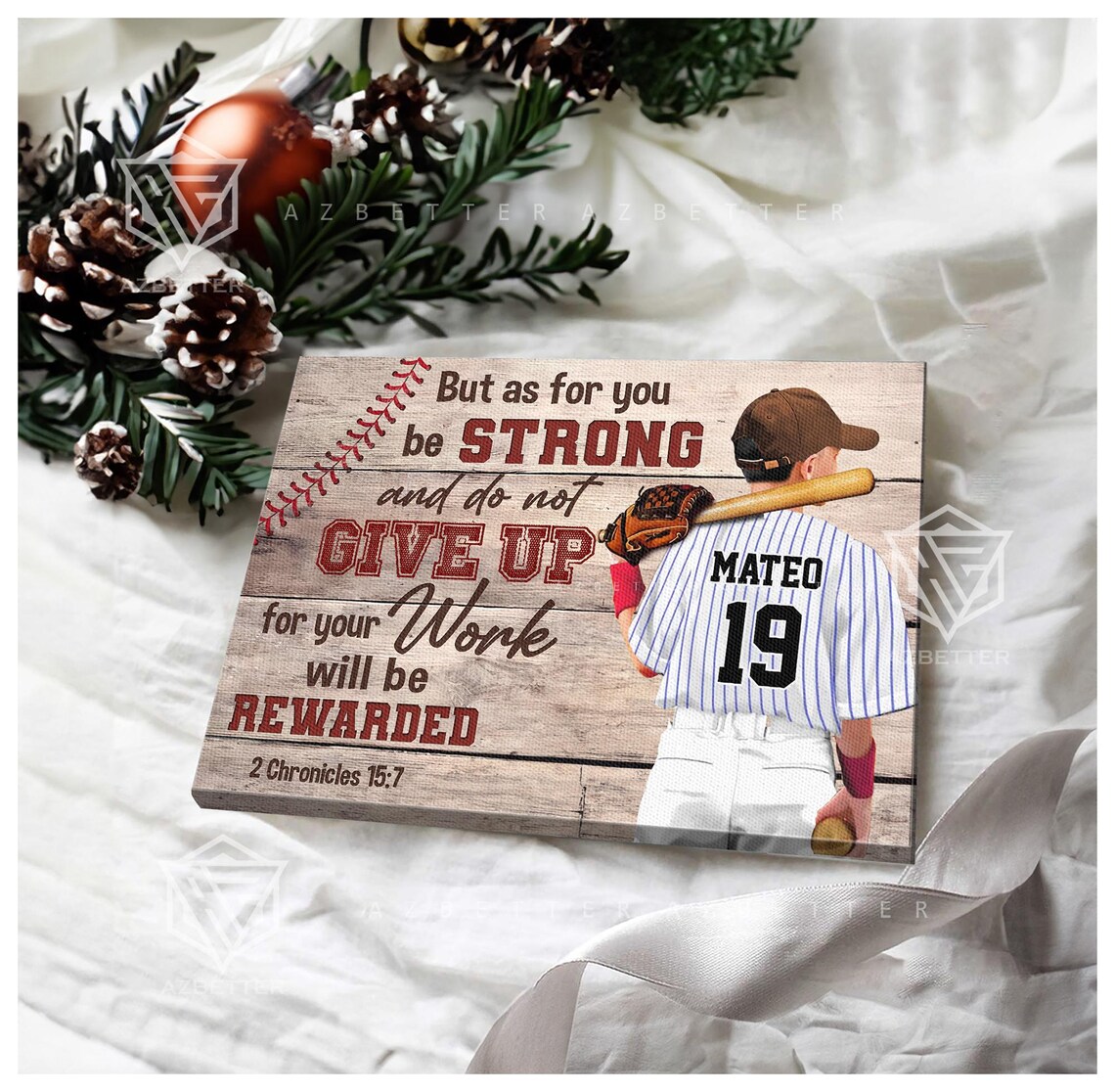 Personalized Baseball Scripture Motivational Art - Image 3