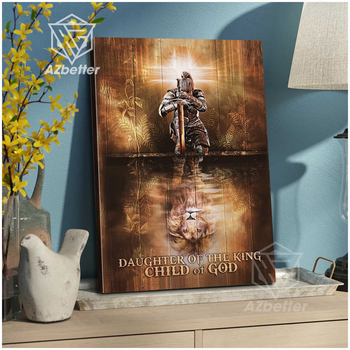 Daughter Of The King Child Of God Lion Jesus Painting God Wall Art Gift For Christian Female Warrior Of God Lion Of Judad - Image 4