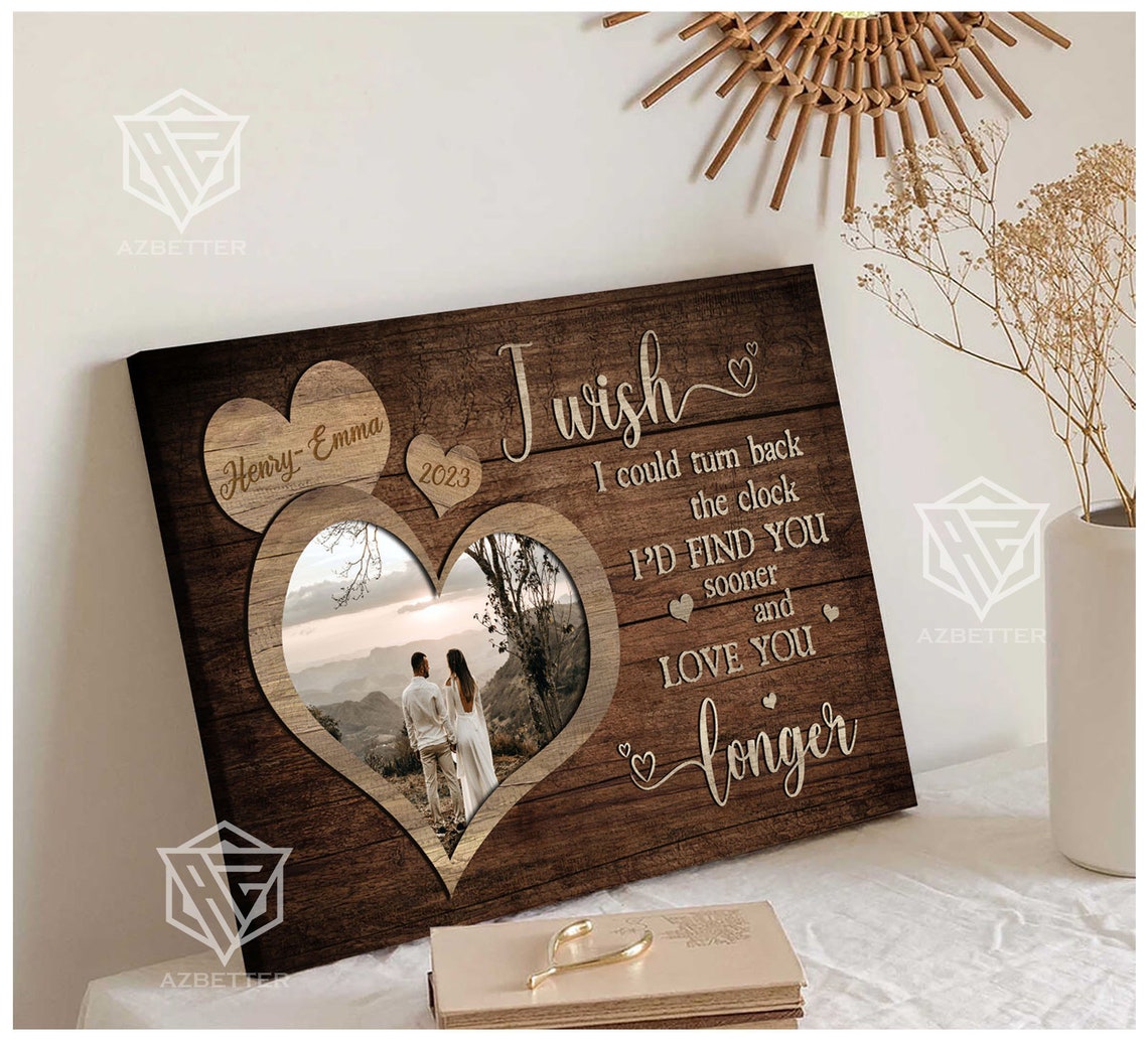 Personalized Couple Heart Photo I Wish Turn Back the Clock Poster - Image 4