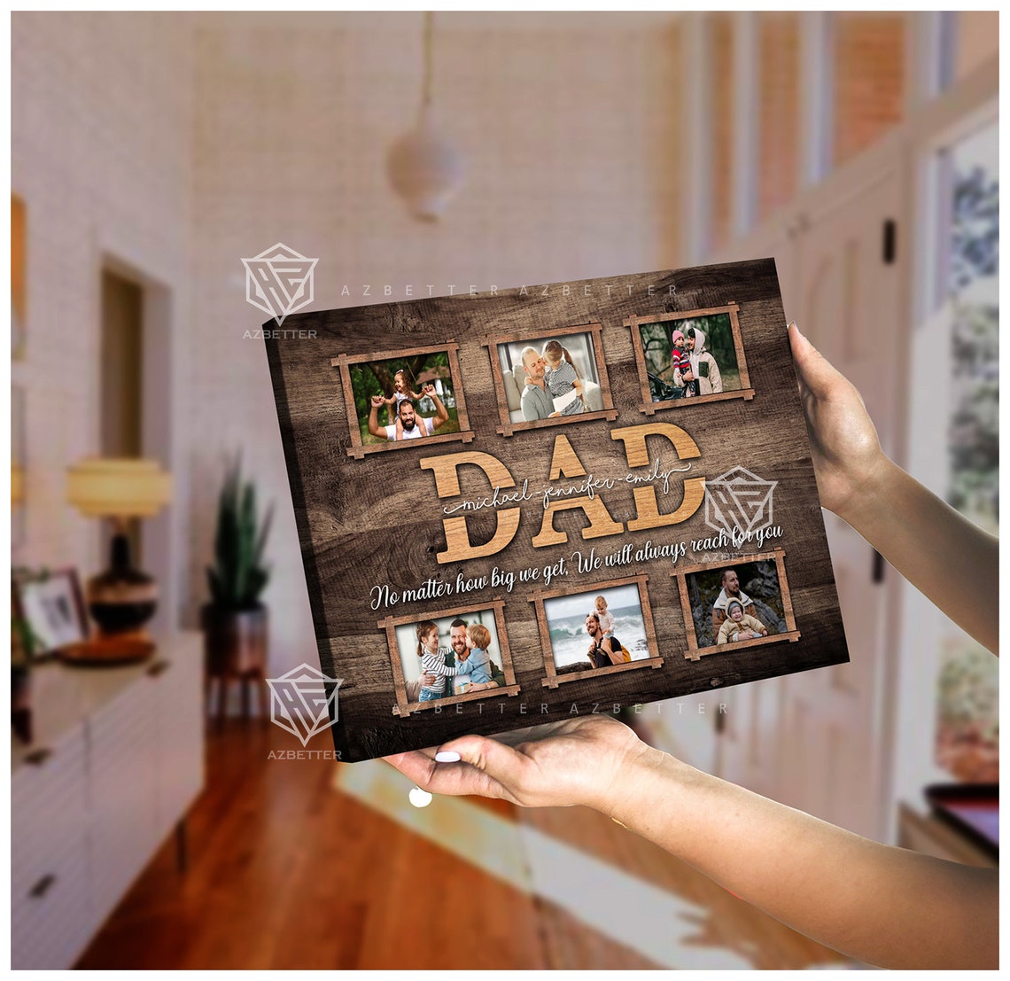 Dad No Matter How Big We Get Always Reach For You Photo Collage Poster - Image 5