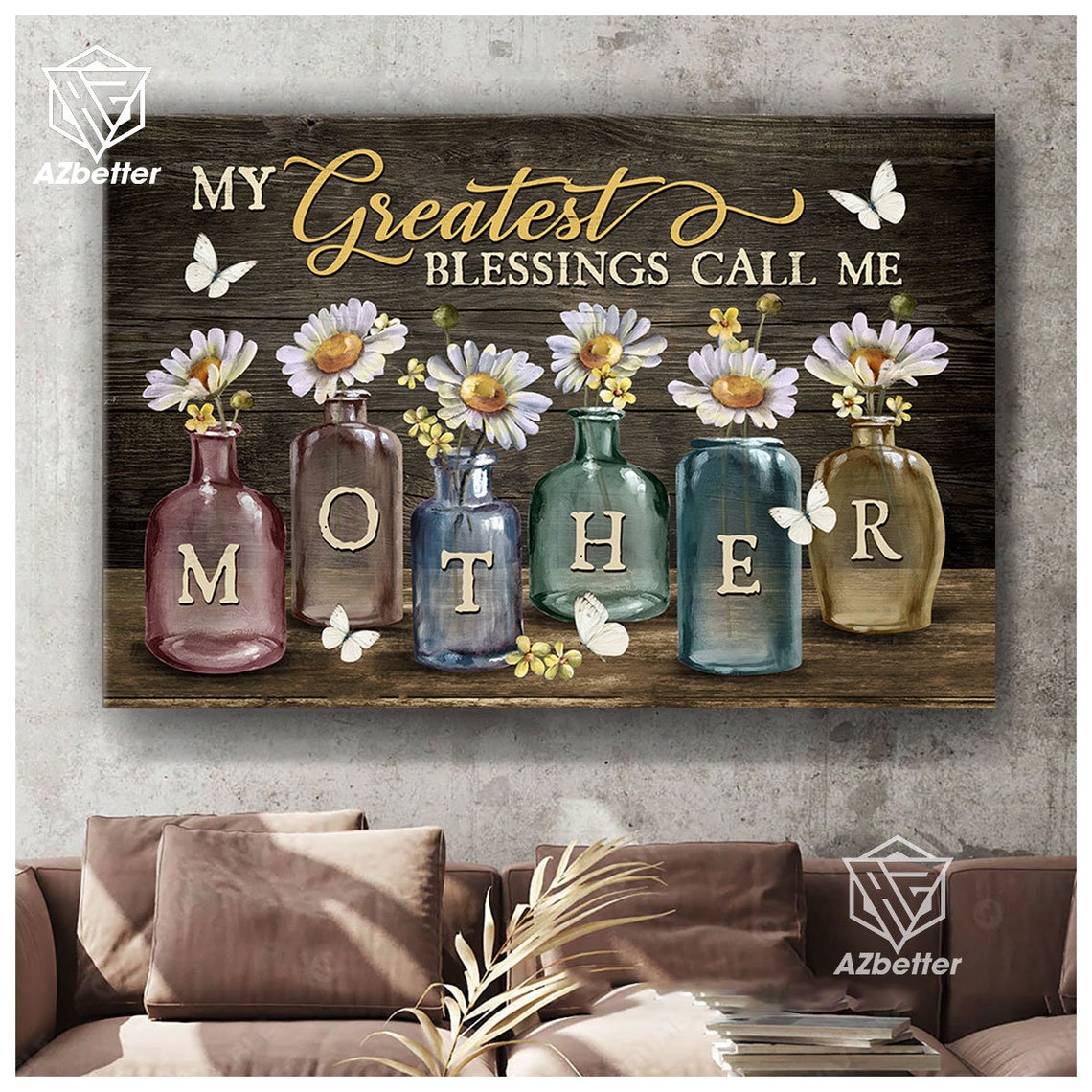 My Greatest Blessings Call Me Mother Daisy Glass Bottle Poster