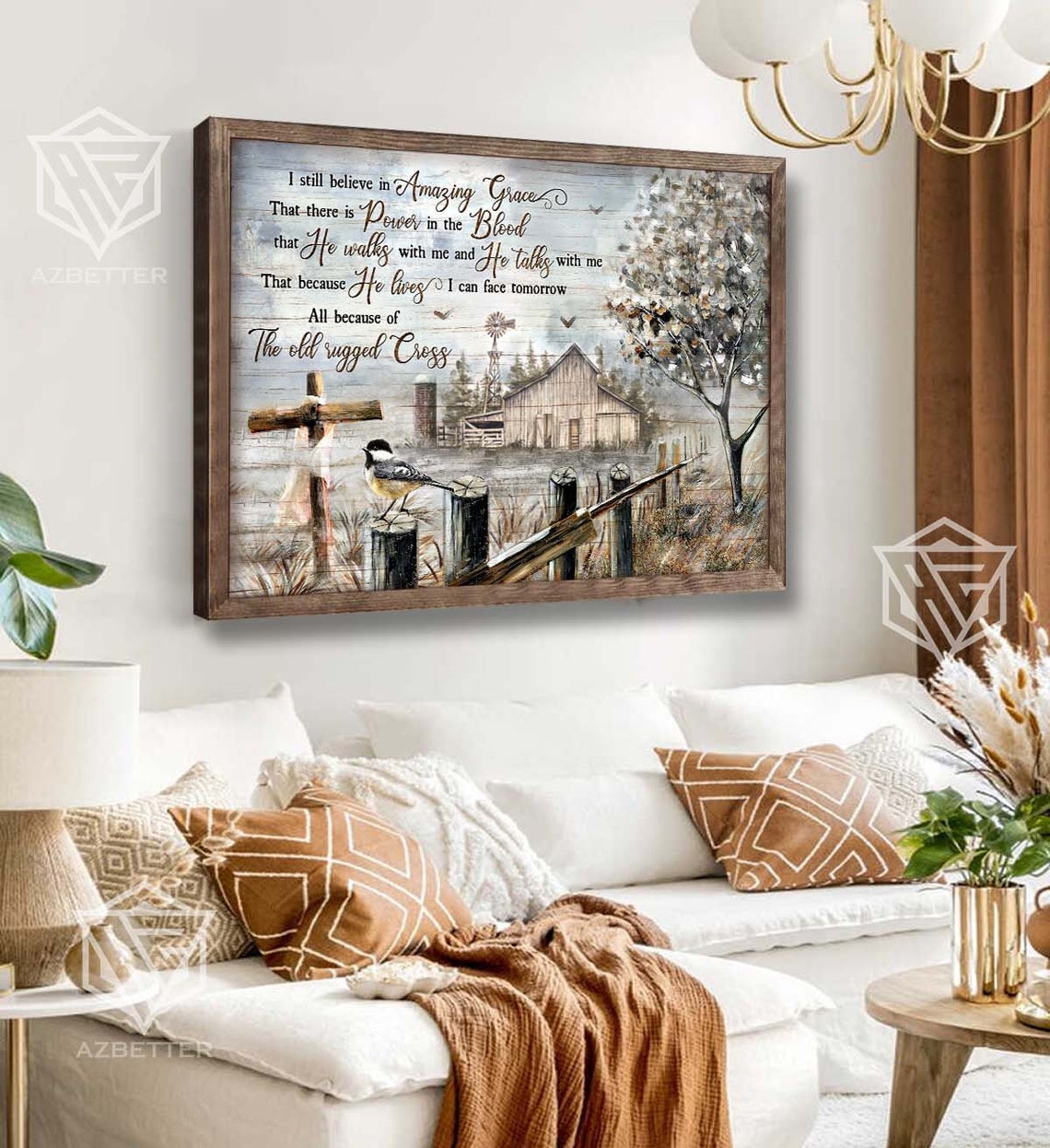 I Still Believe In Amazing Grace Old Rugged Cross Farmhouse Poster - Image 5