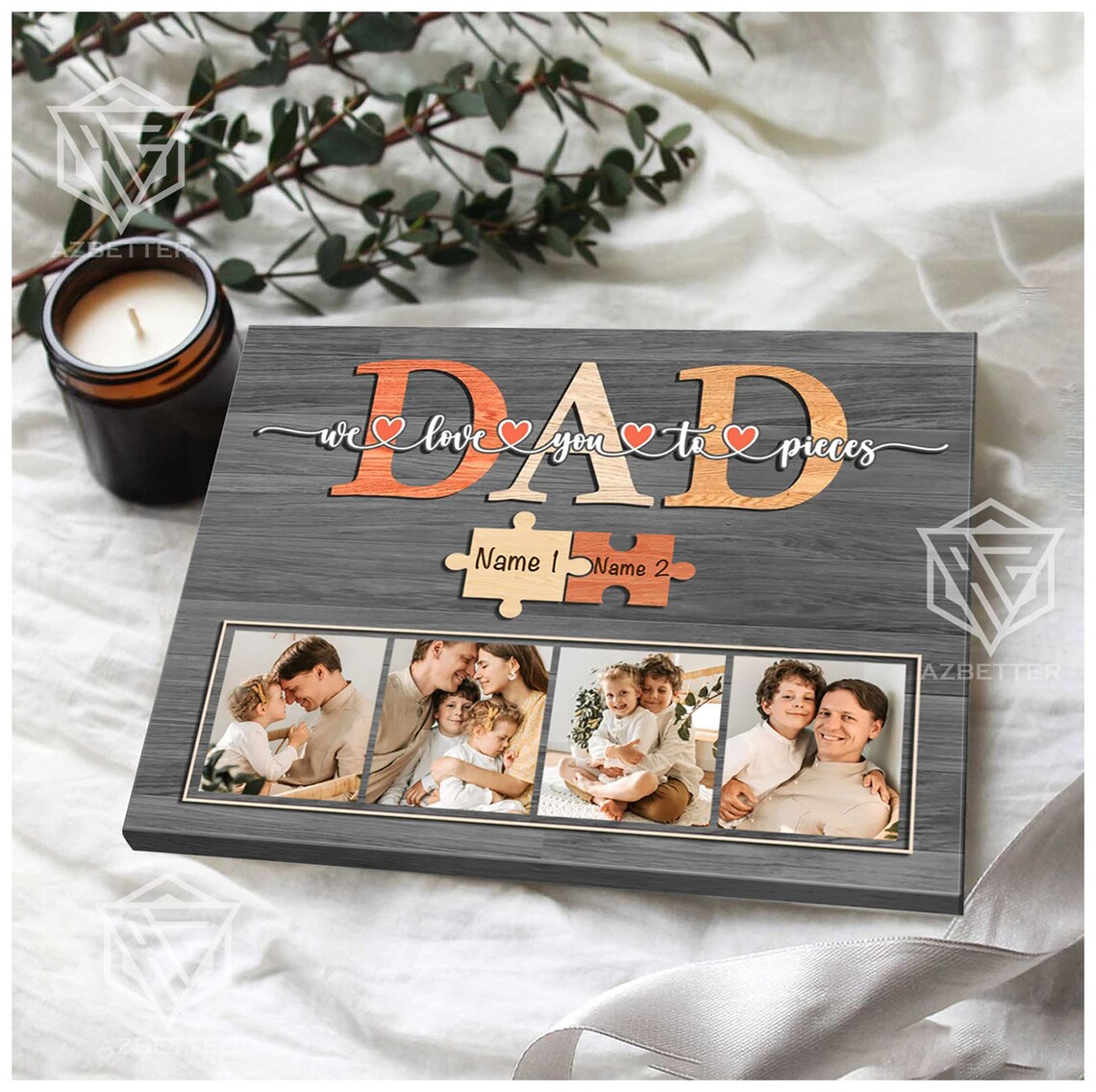 Personalized Dad We Love You To Pieces Family Photo Collage Poster - Image 5