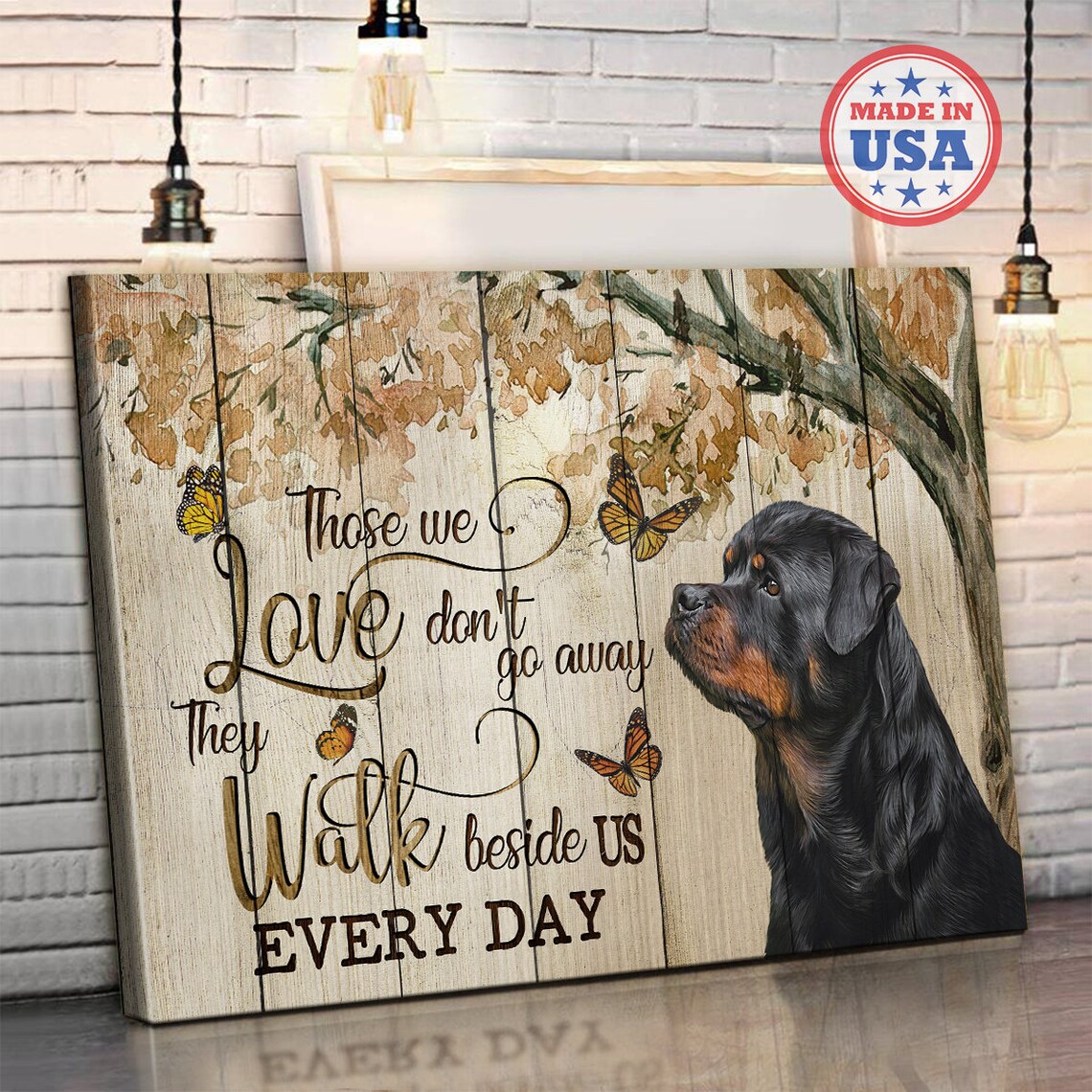 Rottweiler with Monarch Butterflies Those We Love Memorial Poster - Image 4
