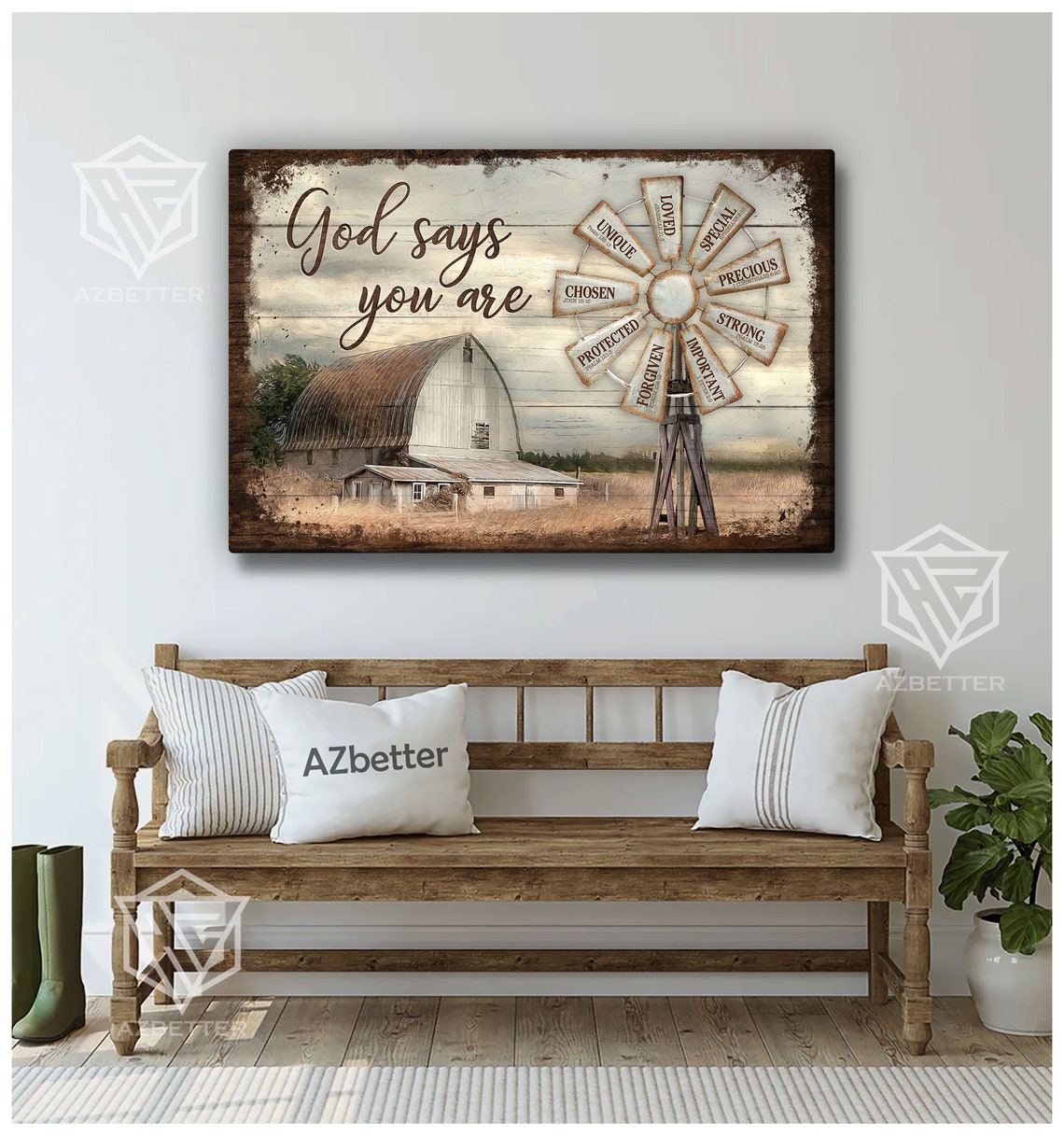 God Says You Are Loved Special Protected Windmill Barn Country Poster - Image 4