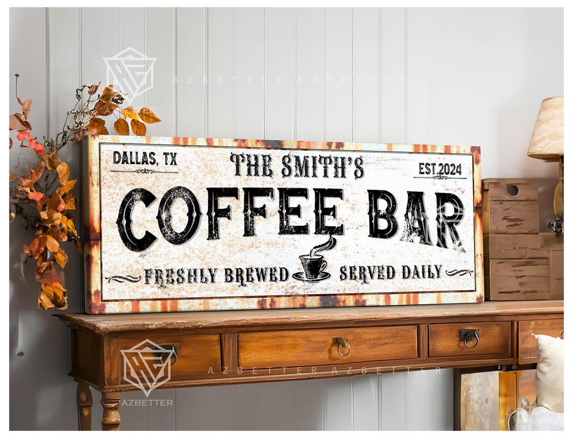 The Smith's Coffee Bar Rustic Metal Dallas TX Kitchen Sign Poster - Image 5