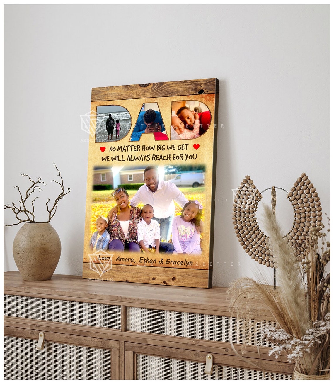 Personalized DAD Photo Collage No Matter How Big We Get Sign Poster - Image 4