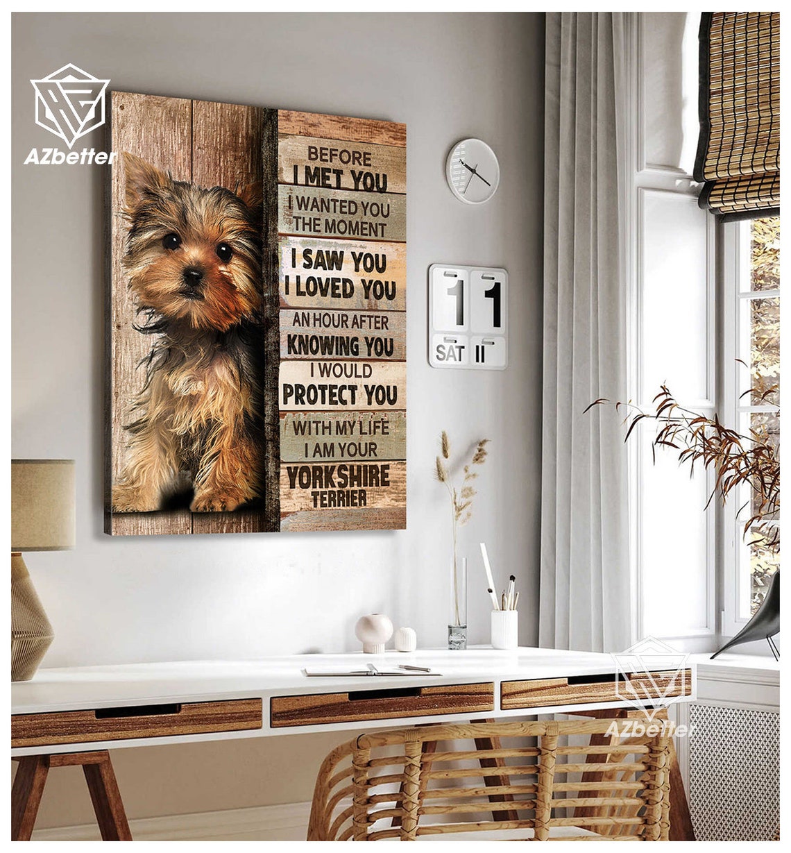 Yorkshire Terrier Puppy Before I Met You Devotion Pledge Rustic Poster - Image 5