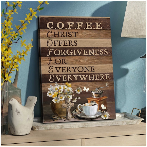 C.O.F.F.E.E. Christ Offers Forgiveness Rustic Cross Coffee Cup Poster