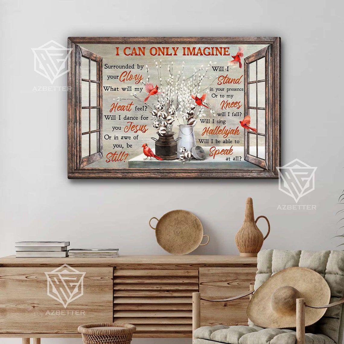 Window Cardinal I Can Only Imagine Song Lyric Farmhouse Poster - Image 5