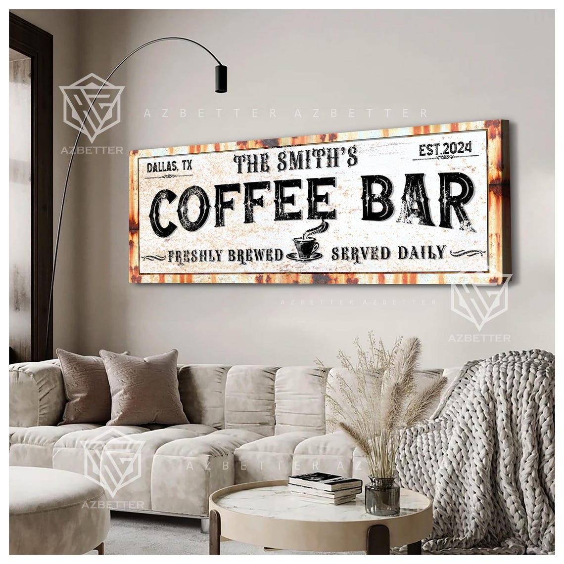 The Smith's Coffee Bar Rustic Metal Dallas TX Kitchen Sign Poster - Image 3