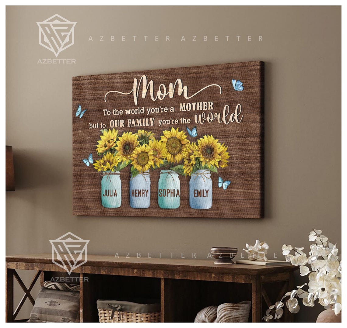 To The World You're A Mother Sunflower Jar Personalized Mom Poster - Image 3