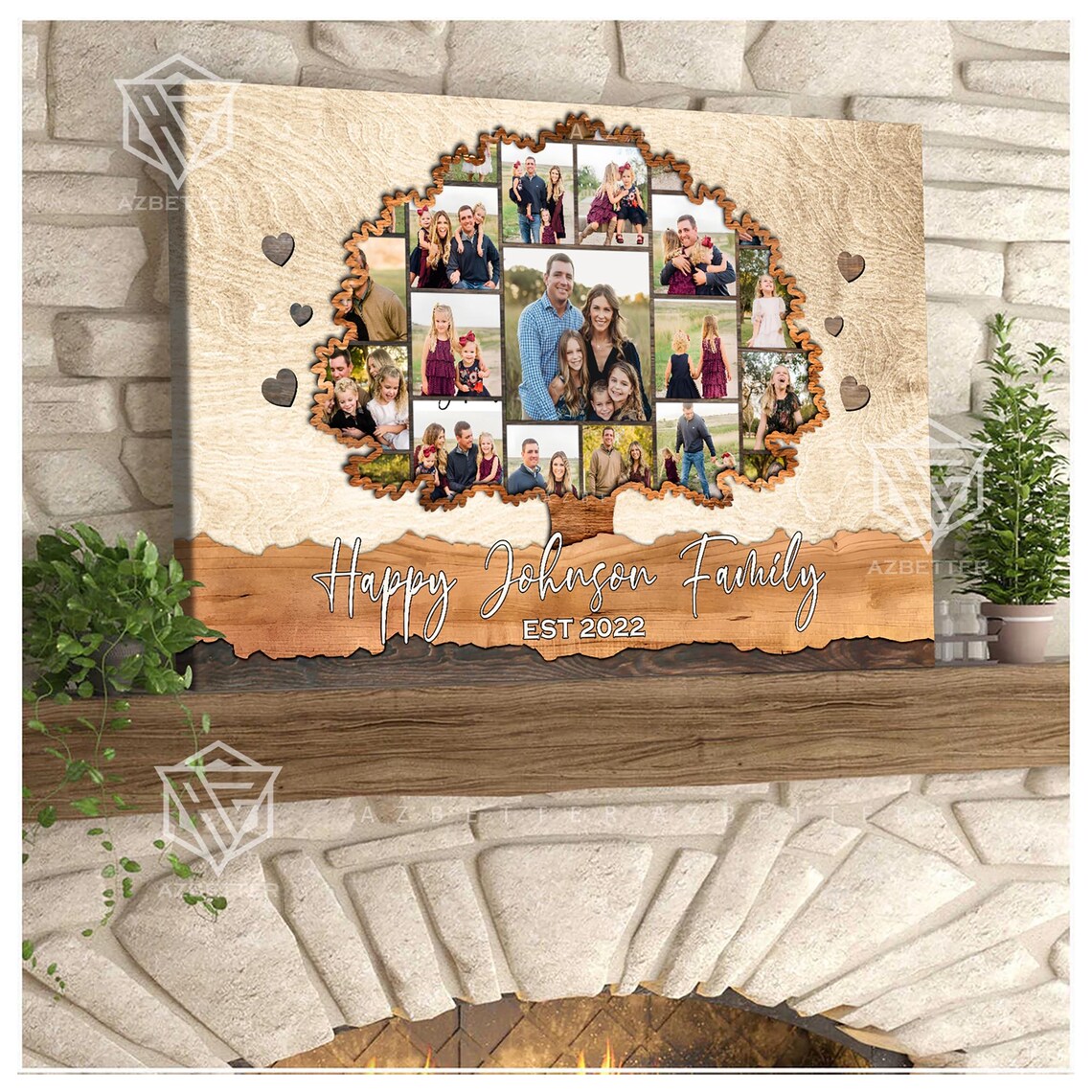 Personalized Family Tree Collage Art Print, Gift for Parents - Image 3
