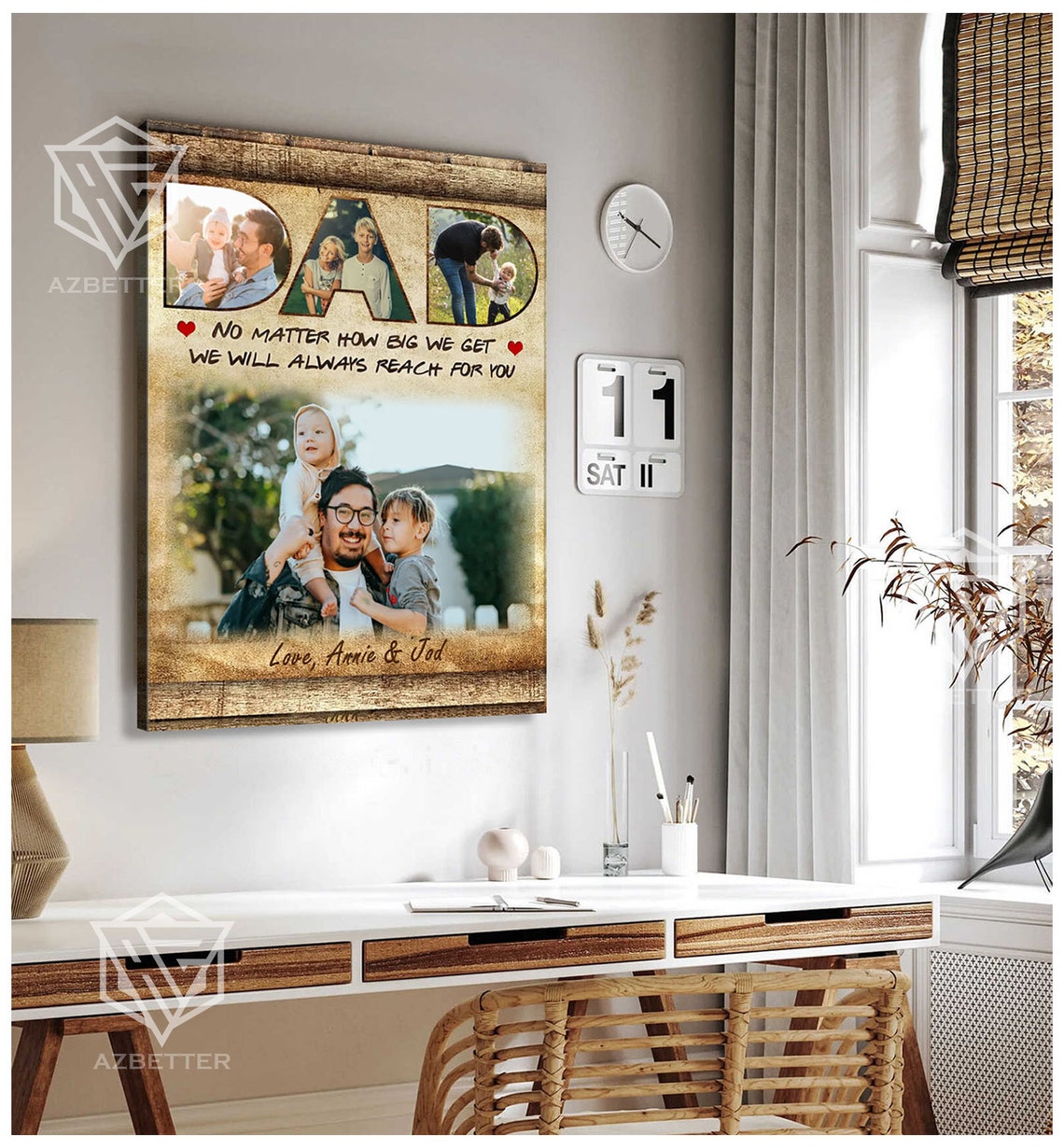 Personalized DAD Photo Collage No Matter How Big We Get Sign Poster - Image 2