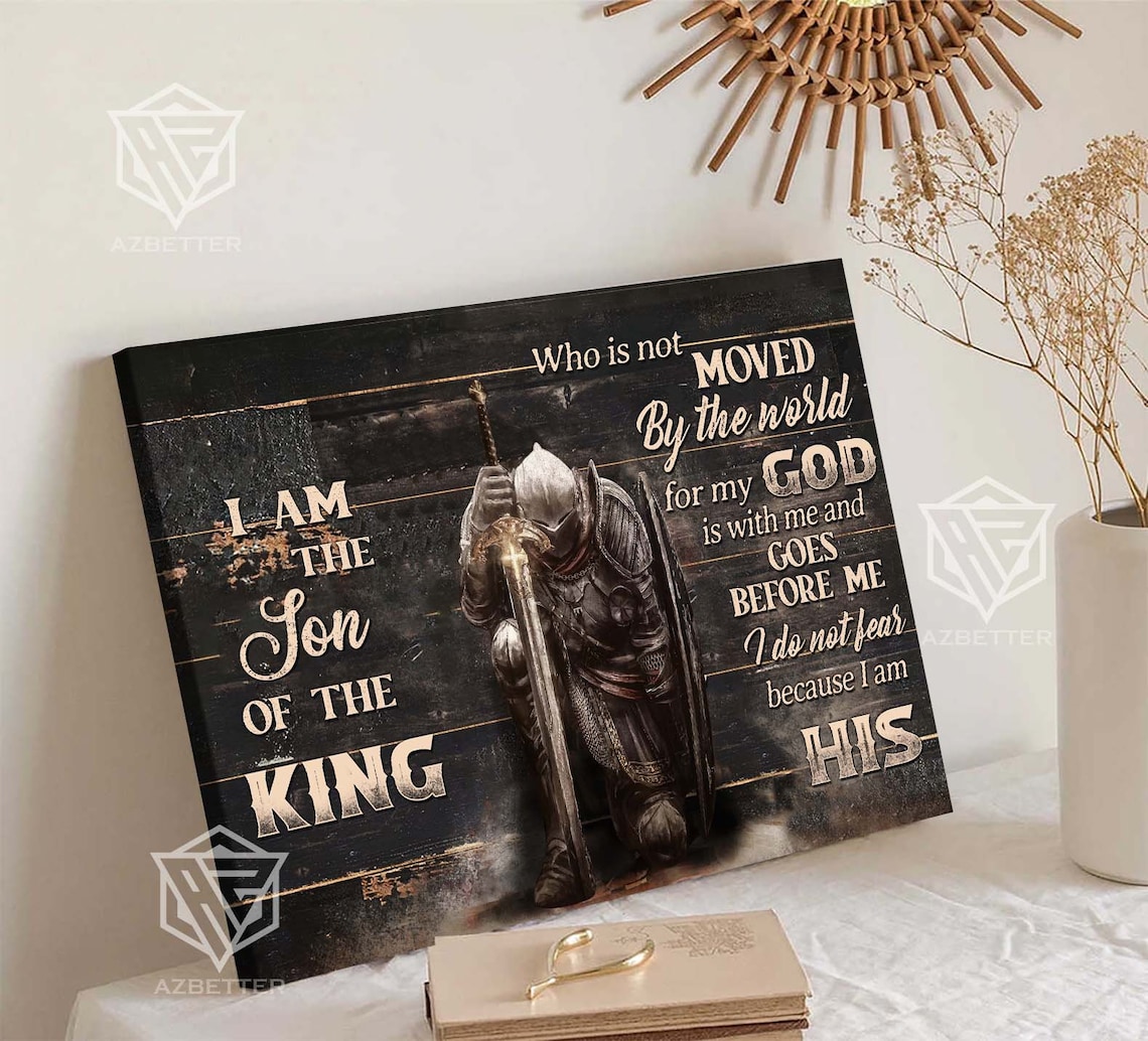 I Am the Son of the King Kneeling Knight Christian Faith Poster - Image 5