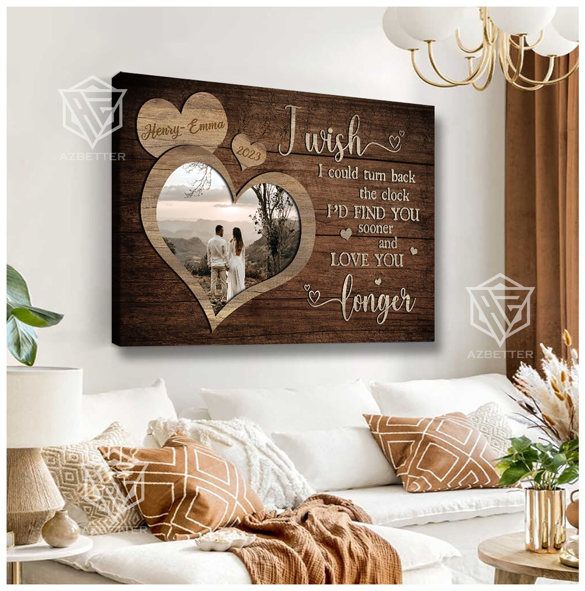 Personalized Couple Heart Photo I Wish Turn Back the Clock Poster - Image 2