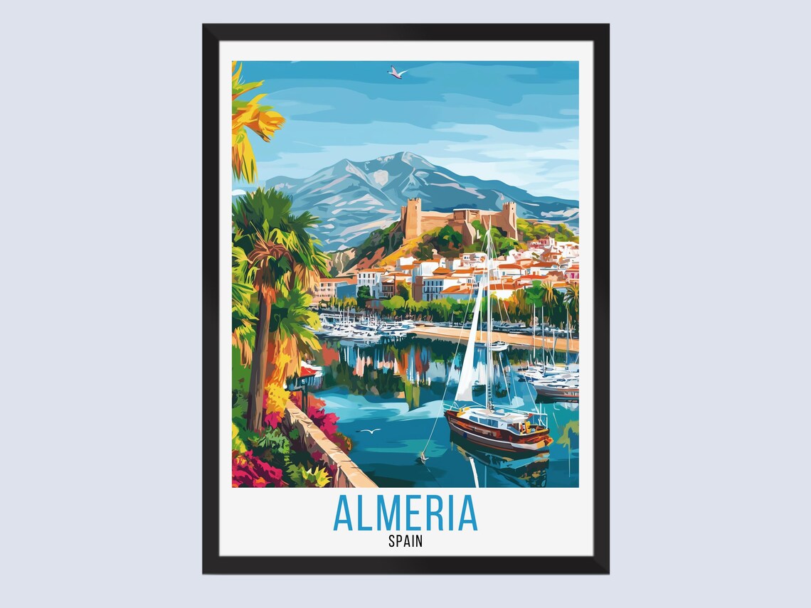 Almeria Spain Travel Poster, European Wall Art Print