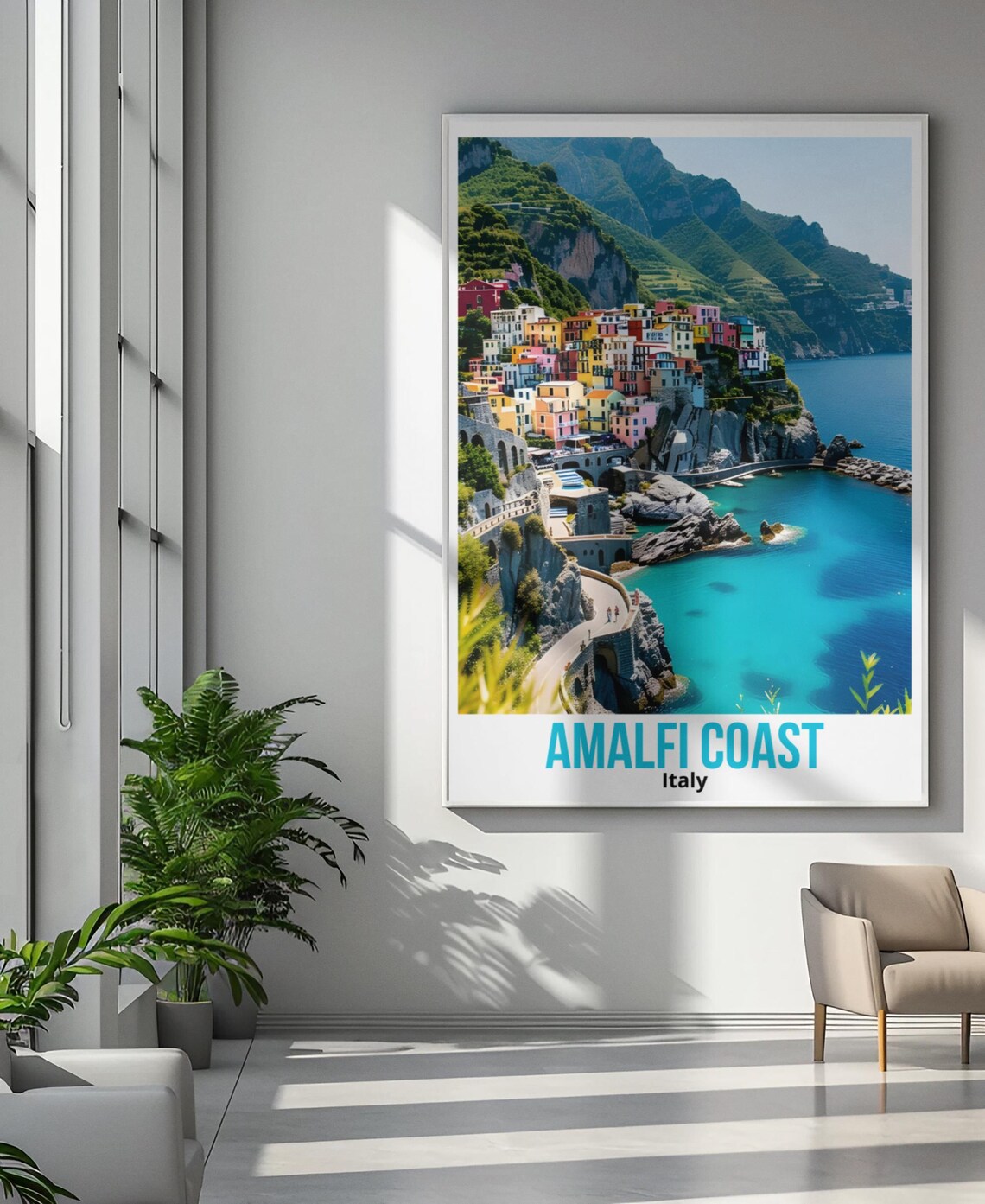 Amalfi Coast Travel Poster, Italy Mediterranean Landscape - Image 2