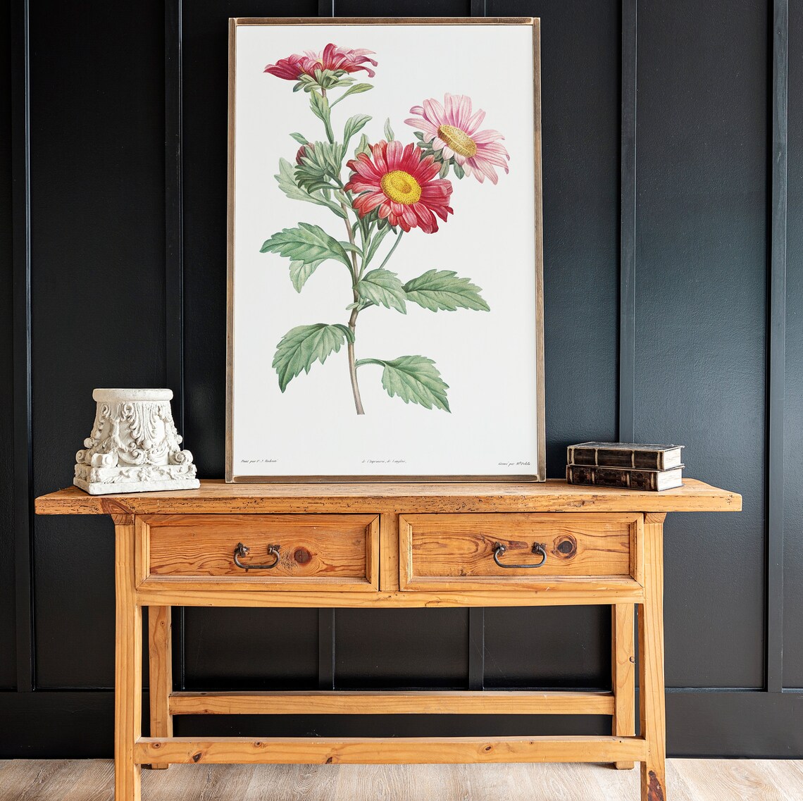 Pink Daisy Botanical Art Print, Living Room Decor - Image 2