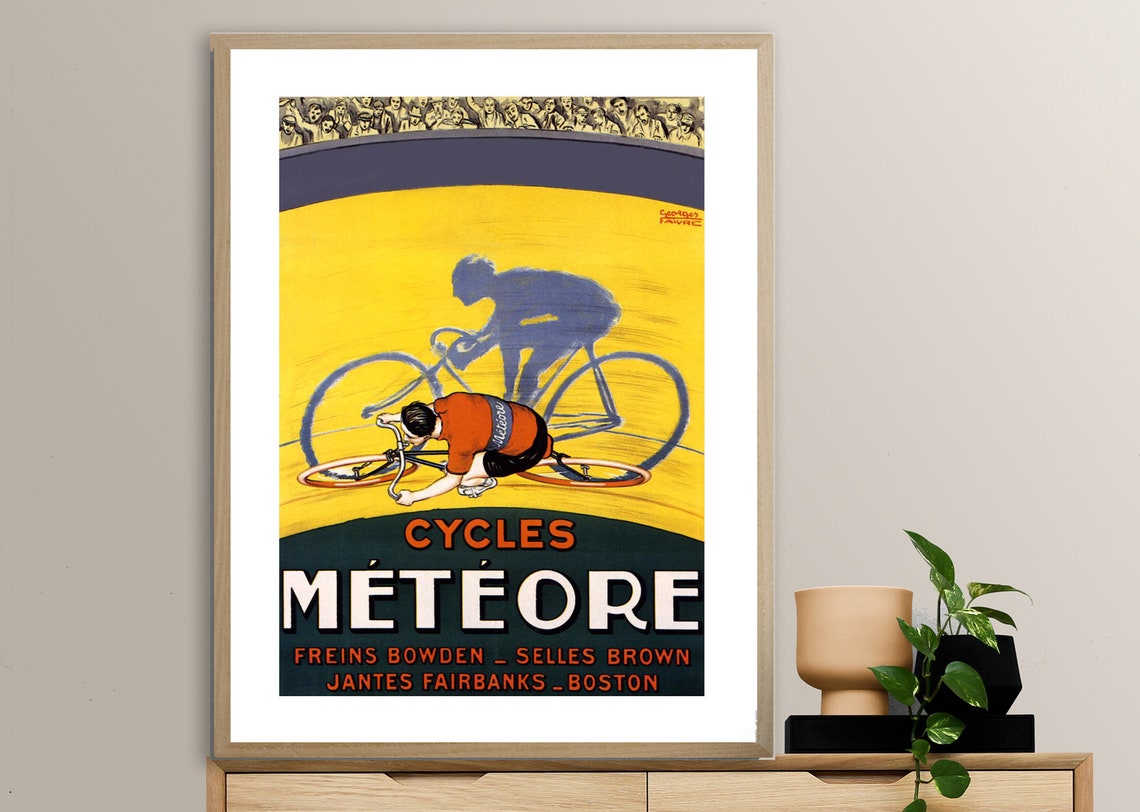 Cycles Meteore Track Cyclist Vintage French Velodrome Poster