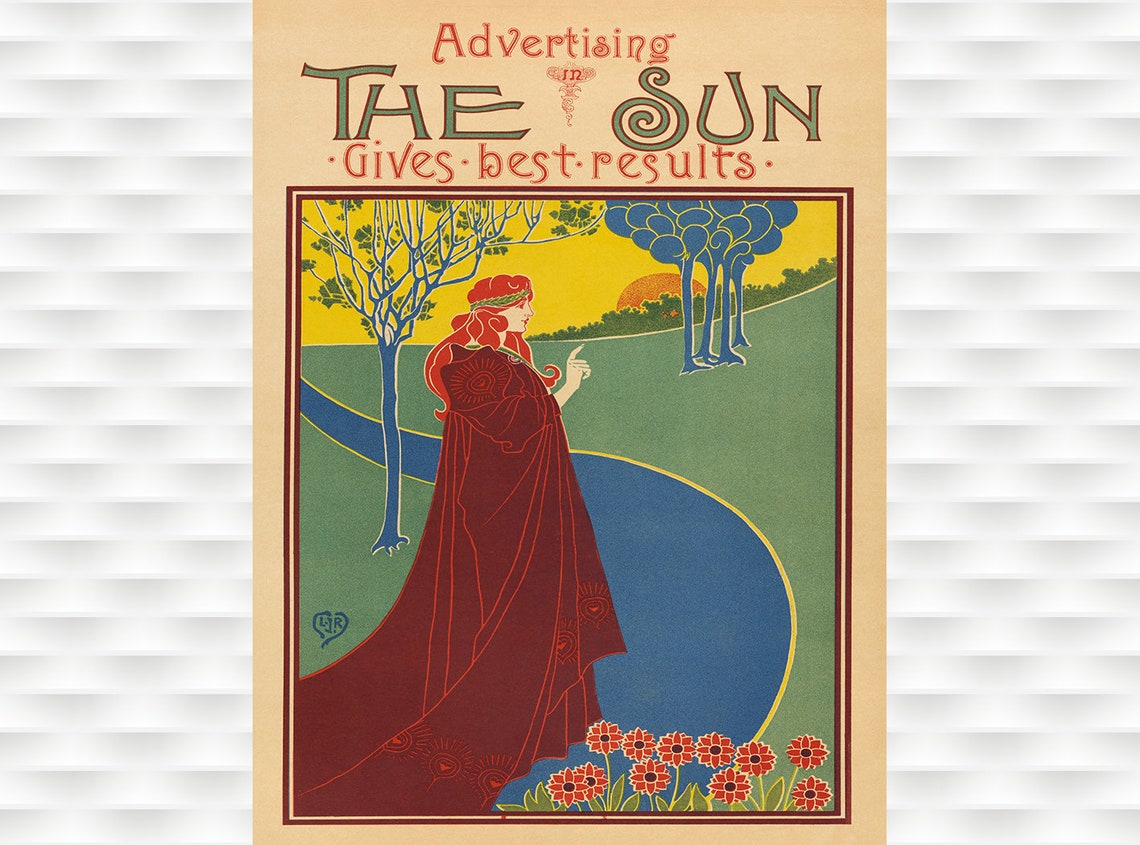 The Sun Gives Best Results Art Nouveau Rising Sun Woman Poster