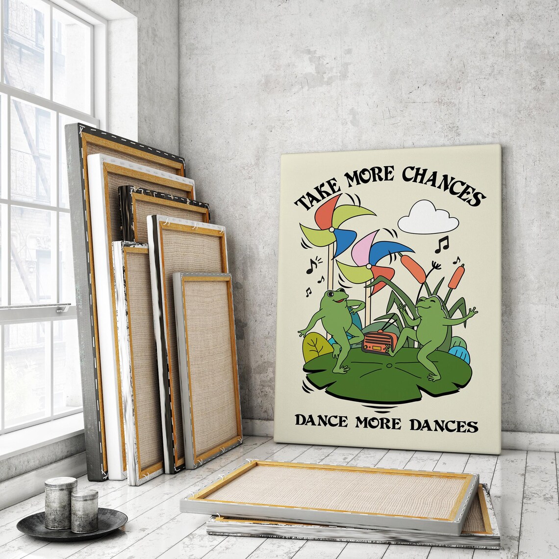 Groovy Motivational Frog Poster, Mindfulness Quote Art - Image 3