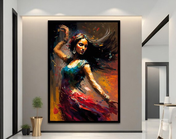 Flamenco Dancer Red Skirt Swirling Hair Expressive Dance Art Print