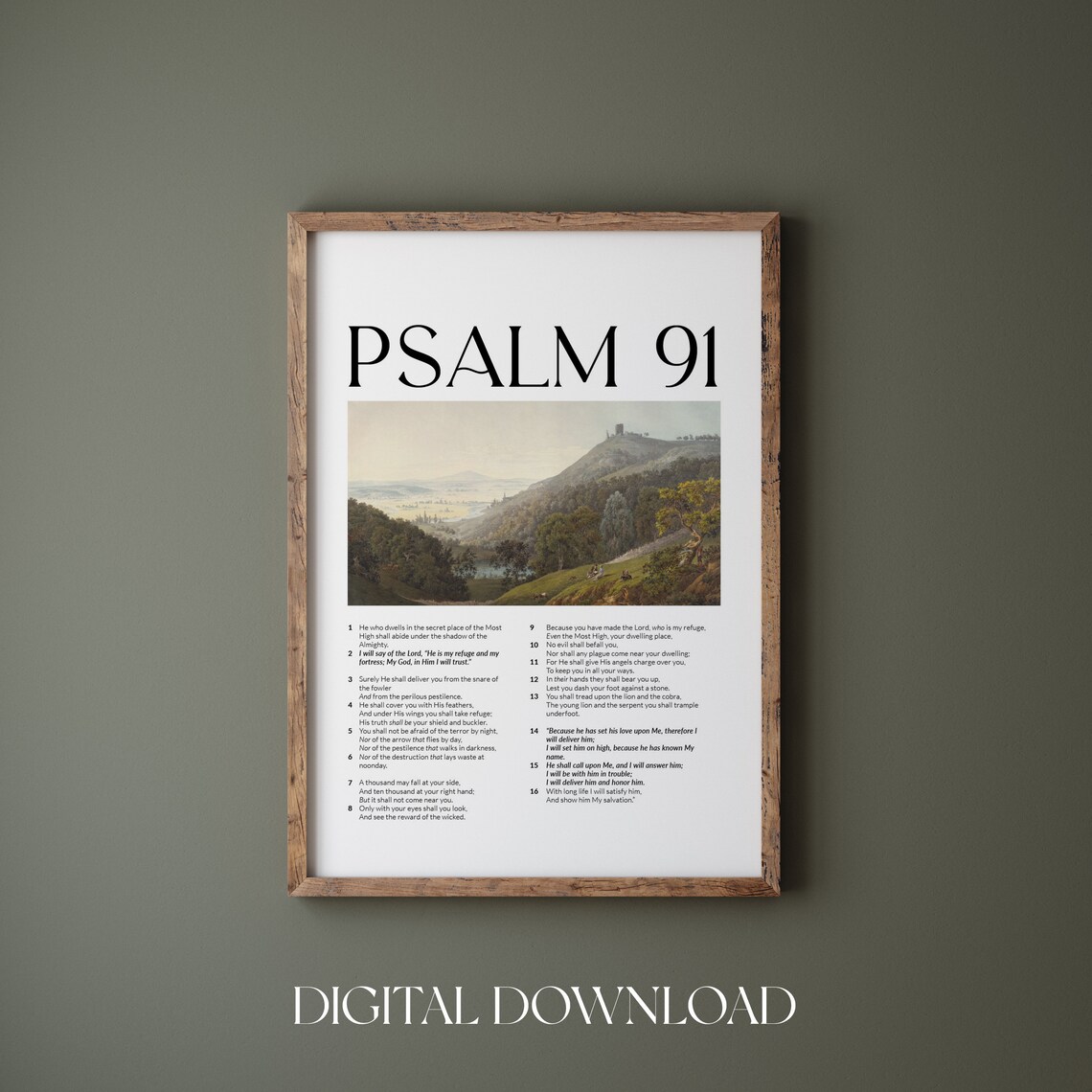 Psalm 91 Bible Verse Vintage Christian Art Print
