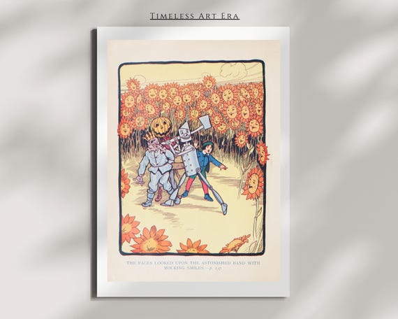 The Marvelous Land Of Oz Illustration Vintage Wizard Wall Art Print Woodman Jack Pumpkinhead Classic Literature Artwork Series